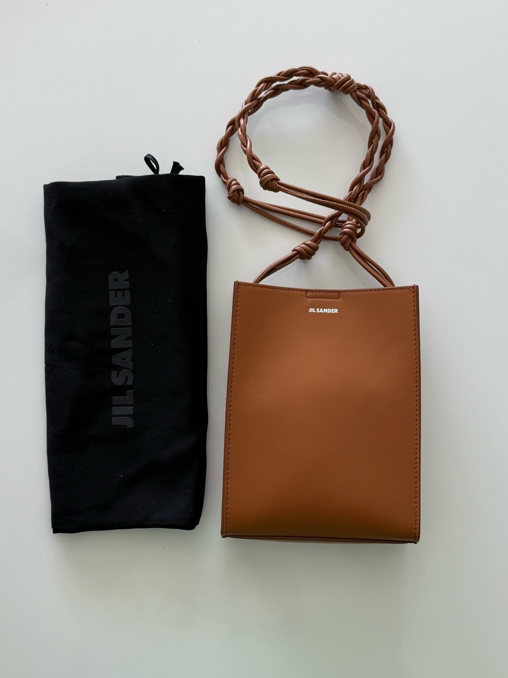 Jil Sander Chestnut Brown Leather Braided-Strap small Messenger Bag NWITHOUTTAG